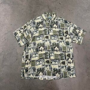 Vintage big dogs aop pattern short‎ sleeve button up shirt